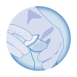 Icon showing external cleaning of the male genital area